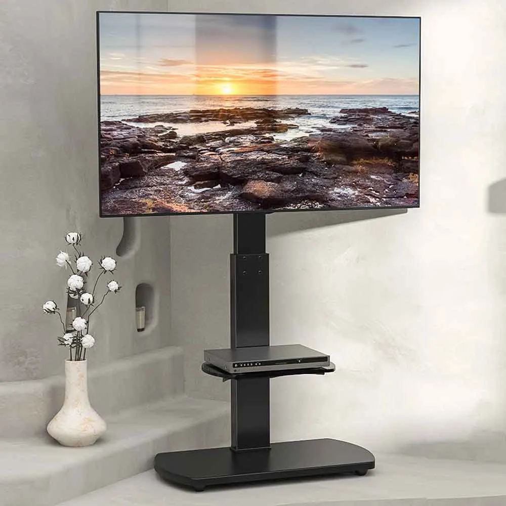 Angleton Pedestal TV Stand - Black, Wood product