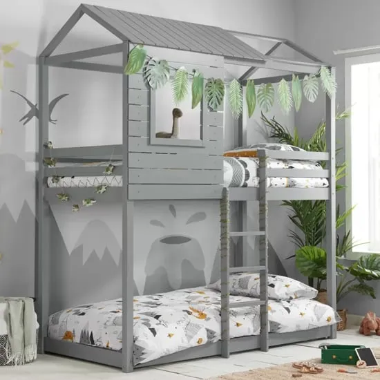 Angola Single Bunk Bed - Grey, Pine Wood image
