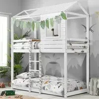 Angola Single Bunk Bed - White, Pine Wood