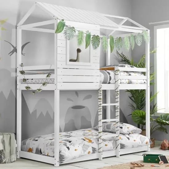 Angola Single Bunk Bed - White, Pine Wood