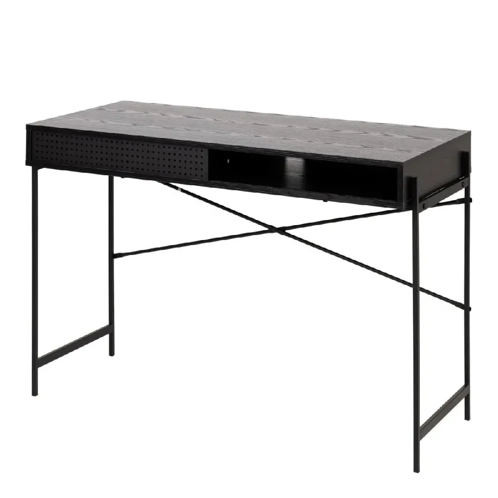 Angus Laptop Desk with Sliding Door - Black image