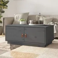 Anicet Coffee Table with 2 Doors - Grey, Pinewood