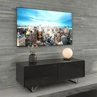 Anjo TV Stand with Glass Doors - Black, MDF