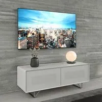 Anjo TV Stand with Glass Doors - White, MDF