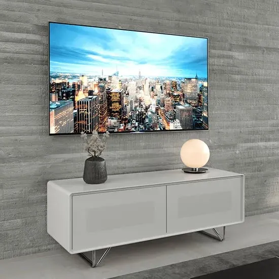 Anjo TV Stand with Glass Doors - White, MDF image