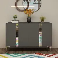 Anka 4-Door Sideboard - Anthracite, Silver, Melamine alternate view