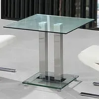 Ankaria Square Dining Table - Clear, Chrome