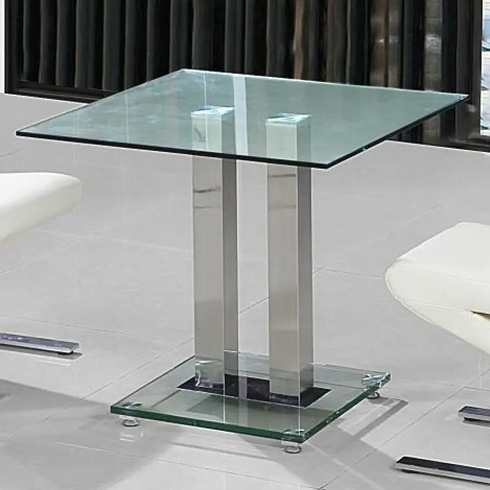 Ankaria Square Dining Table - Clear, Chrome
