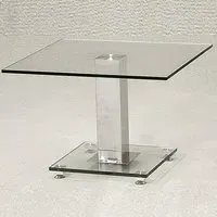 Ankaria Square Lamp Table - Clear, Chrome
