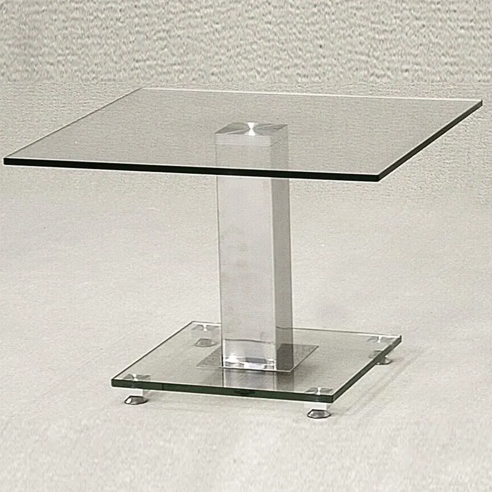 Ankaria Square Lamp Table - Clear, Chrome image