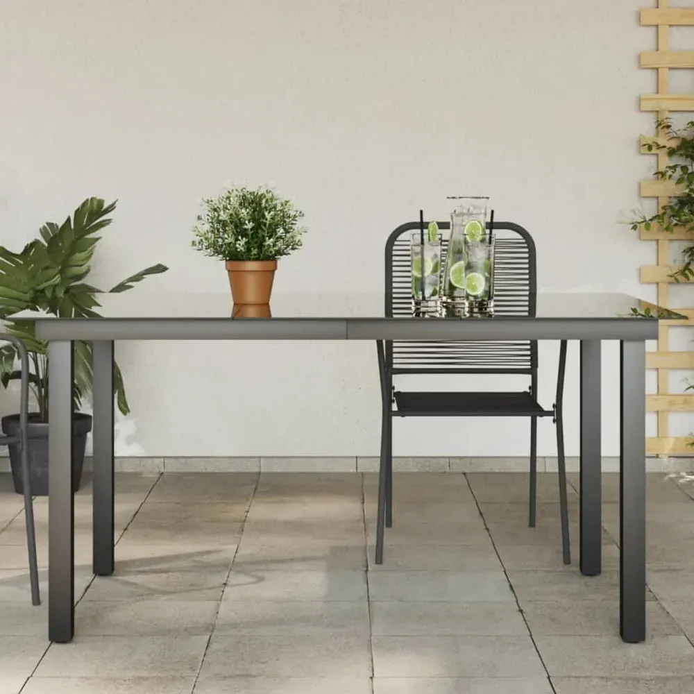 Ankeny Glass Top Garden Dining Table - Black, Aluminium product