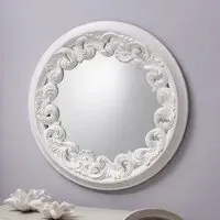Anna Round Wall Mirror Ornate Frame - White alternate view