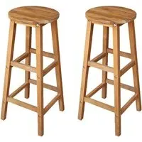 Annalee Bar Stools Pair - Brown, Oak Wood
