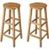 Annalee Bar Stools Pair - Brown, Oak Wood