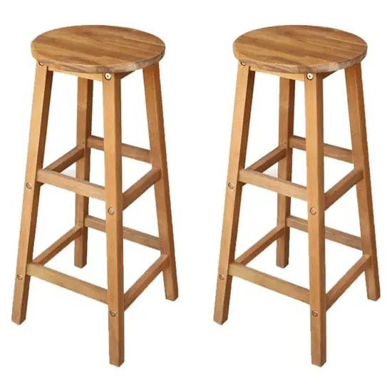 Annalee Bar Stools Pair - Brown, Oak Wood image