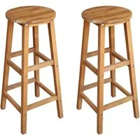 Annalee Set of 2 Bar Stools - Brown, Solid Acacia Wood alternate view