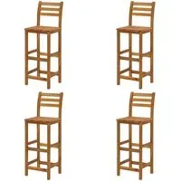 Annalee Set of 4 Wooden Bar Chairs - Brown, Acacia Wood