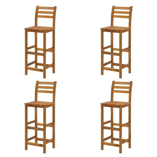 Annalee Set of 4 Wooden Bar Chairs - Brown, Acacia Wood image