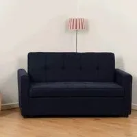 Annecy Fabric Sofa Bed with Black Legs - Navy Blue