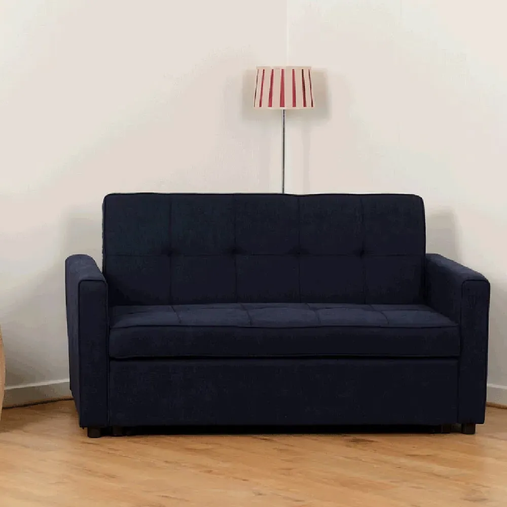 Annecy Fabric Sofa Bed with Black Legs - Navy Blue