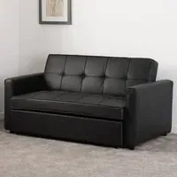Annecy Sofa Bed - Black, Faux Leather