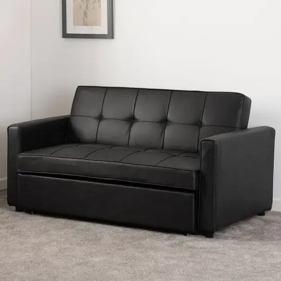 Annecy Sofa Bed - Black, Faux Leather image