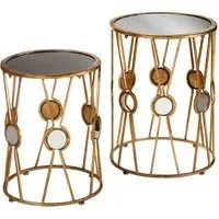 Annie Round Side Tables Set of 2 - Gold, Glass