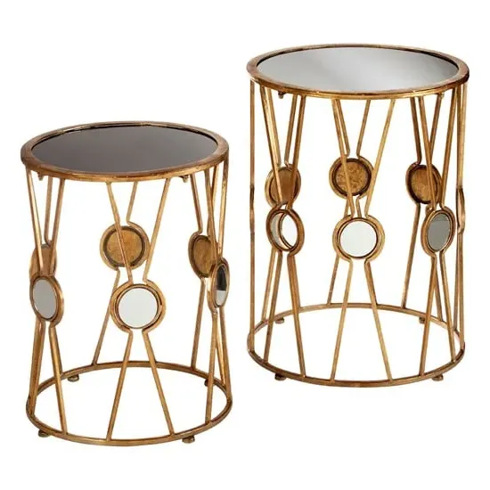 Annie Round Side Tables Set of 2 - Gold, Glass image