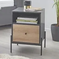 Anniston Bedside Cabinet with 1 Drawer - Anthracite Oak