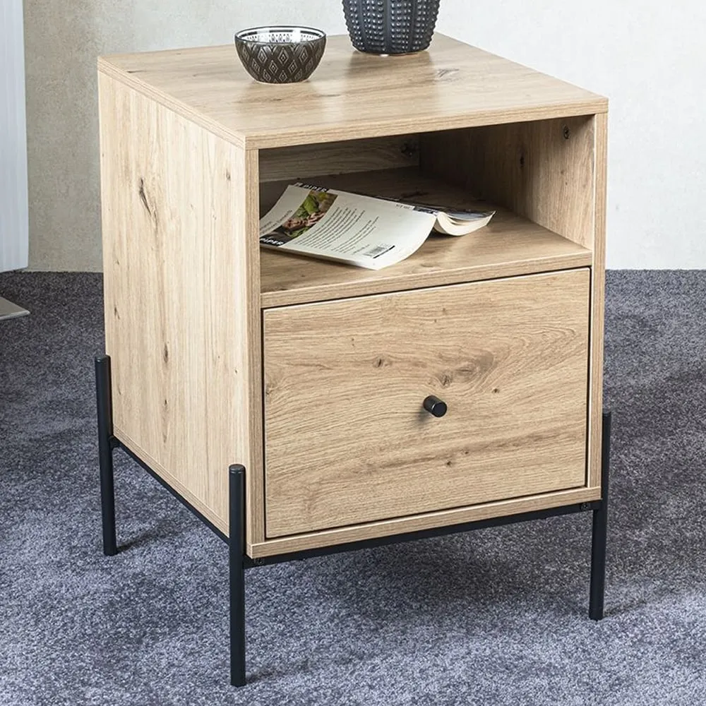 Anniston Bedside Cabinet with 1 Drawer - Oak