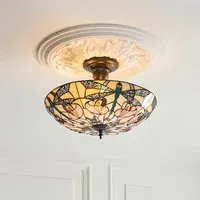 Anqing 2 Light Glass Semi Flush Ceiling Light - Satin Black