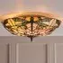 Anqing Large Tiffany Glass Flush Ceiling Light - Dark Bronze