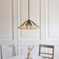 Anqing Tiffany Glass Pendant Ceiling Light - Black