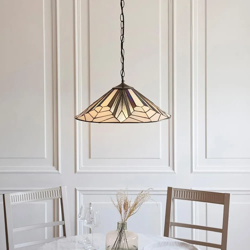 Anqing Tiffany Glass Pendant Ceiling Light - Black image