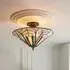 Anqing Tiffany Glass Semi-Flush Ceiling Light - Black