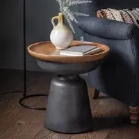 Ansonia Round Side Table - Grey, Natural