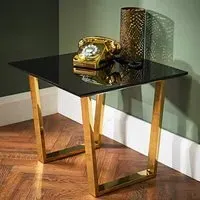 Antebi Square Lamp Table - Black, High Gloss