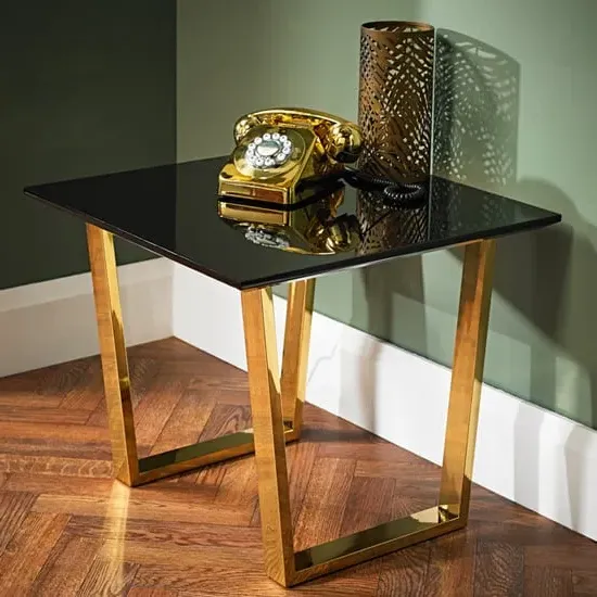Antebi Square Lamp Table - Black, High Gloss image