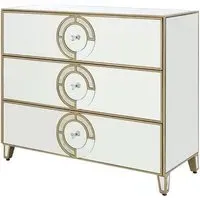 Antibes 3 Drawer Chest - Silver, Mirrored Glass