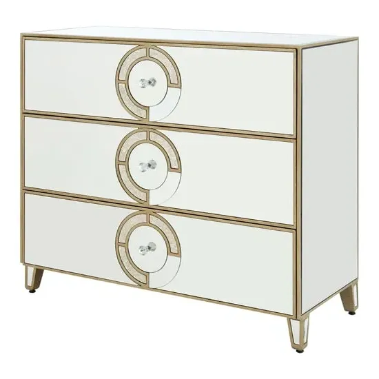 Antibes 3 Drawer Chest - Silver, Mirrored Glass