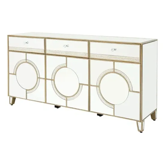 Antibes Sideboard with Storage - Silver, Mirrored Glass