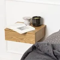 Antigo Wall Hung Bedside Cabinet with 1 Drawer - Oak