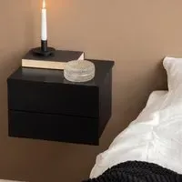 Antigo Wall Hung Bedside Cabinet with 2 Drawers - Black