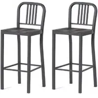 Antioch Bar Chairs Set of 2 - Gun Grey, Metal