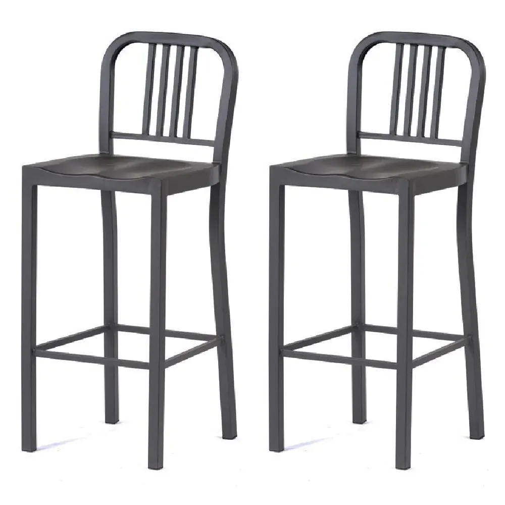 Antioch Bar Chairs Set of 2 - Gun Grey, Metal image