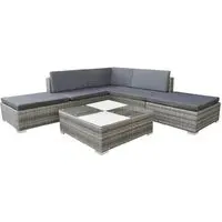 Antioch Corner Garden Lounger Set with Coffee Table - Grey
