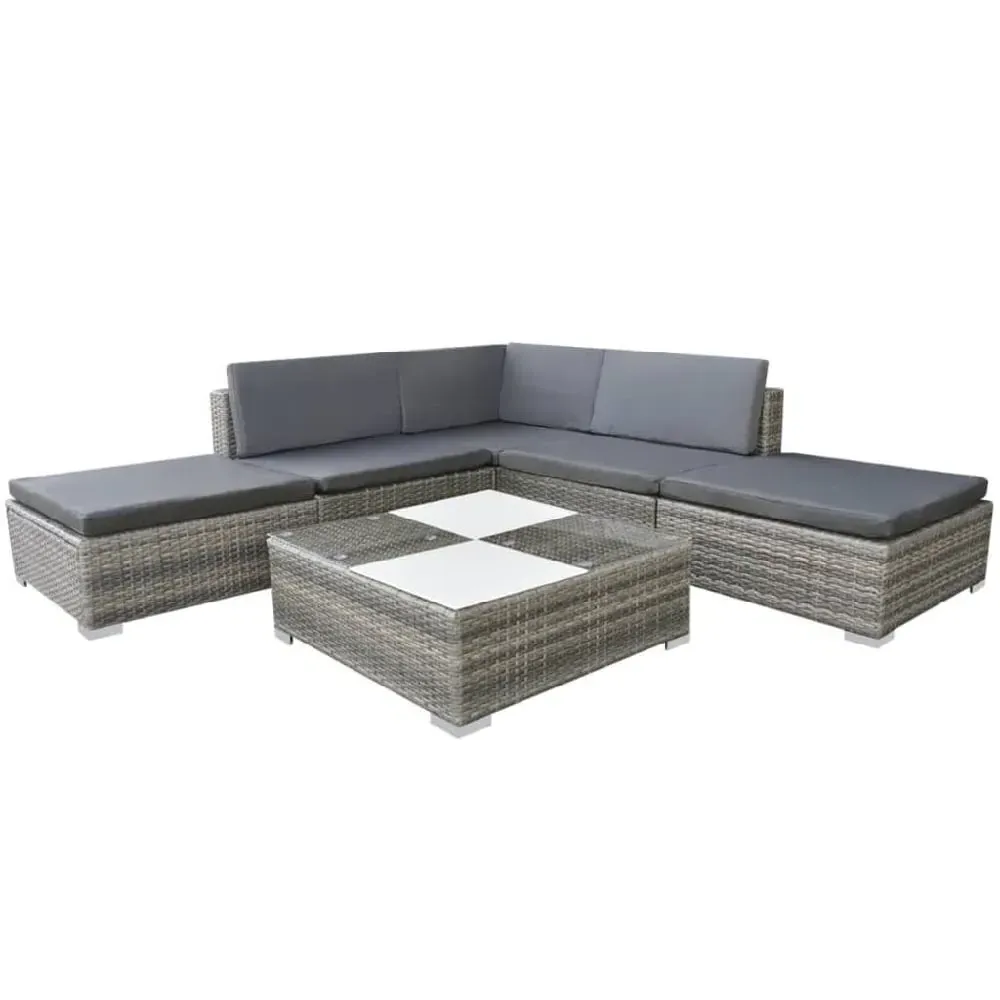 Antioch Corner Garden Lounger Set with Coffee Table - Grey