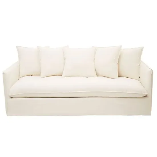 Antipas 3-Seater Sofa with Linear Detailing - Cream, Fabric