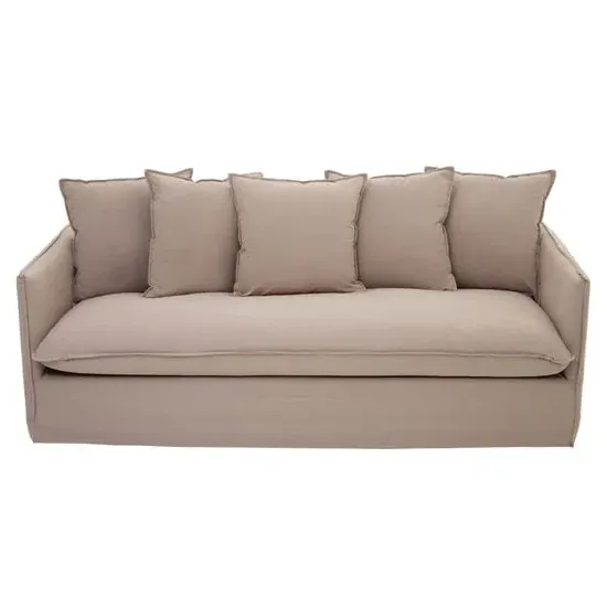Antipas 3-Seater Sofa with Linear Detailing - Grey, Fabric image