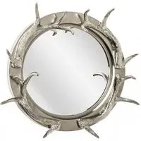 Antlers Round Wall Mirror - Nickel